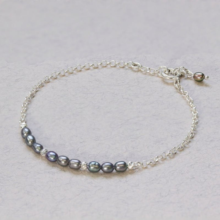 925 Silver Black Pearl Bracelet - June Birthstone Gift