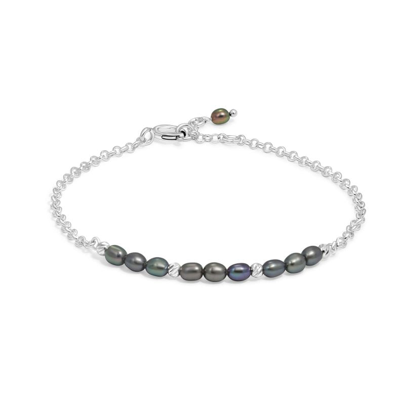 925 Silver Black Pearl Bracelet - June Birthstone Gift