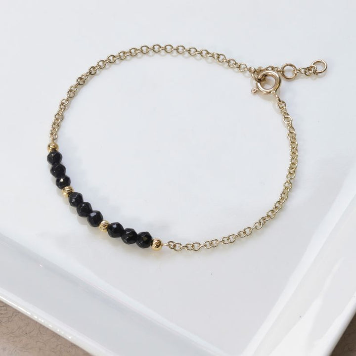 14K Gold Onyx Bead Bracelet