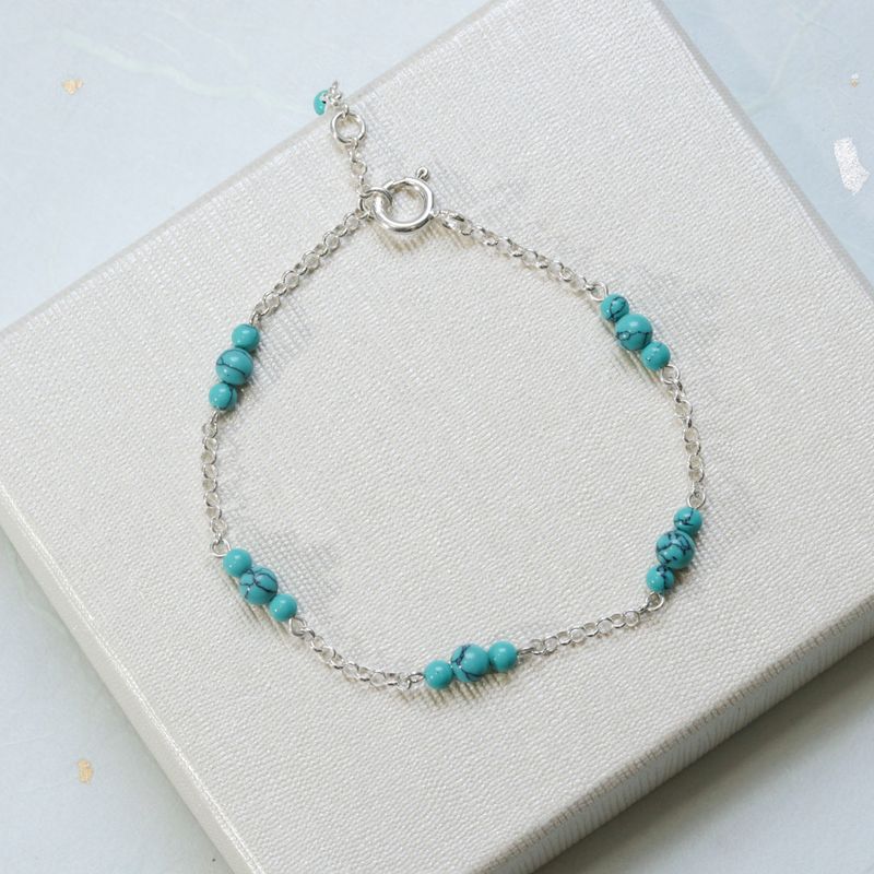 925 Silver Turquoise Bracelet - December Birthstone Gift