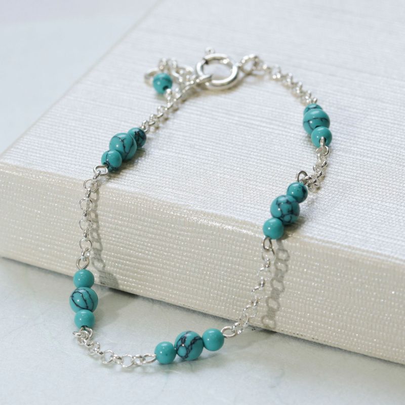 925 Silver Turquoise Bracelet - December Birthstone Gift