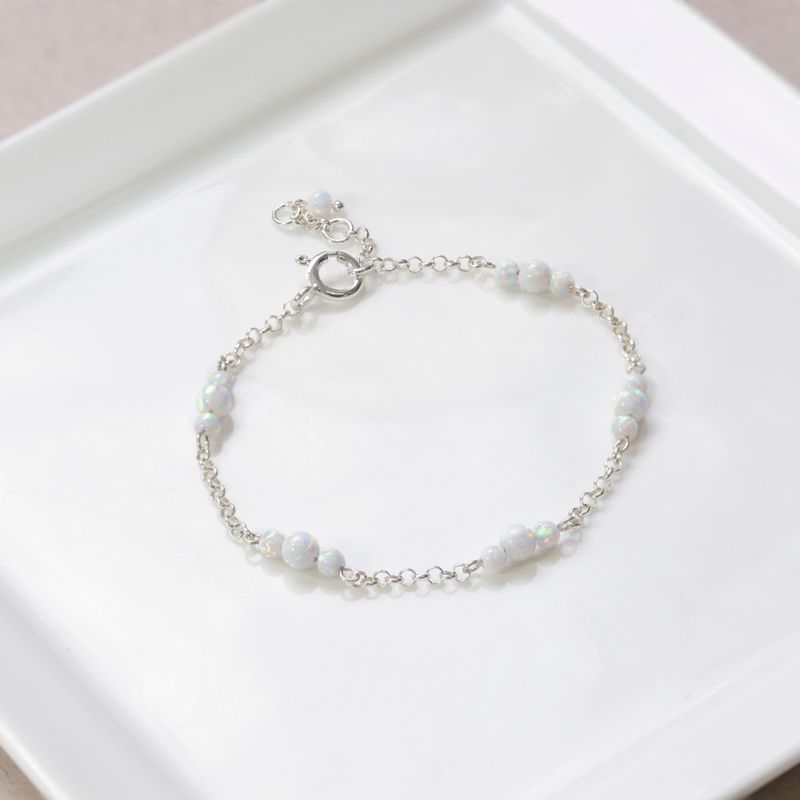 925 Silver Opal Bracelet - October Birthstone Gift for Her