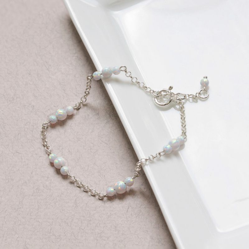 925 Silver Opal Bracelet - October Birthstone Gift for Her