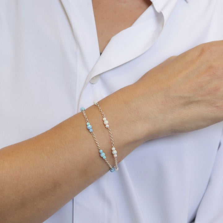 925 Silver Women's Opal Bracelet - Handmade October Birthstone Gift
