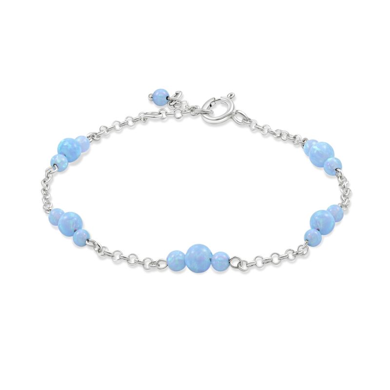 925 Silver Women's Opal Bracelet - Handmade October Birthstone Gift