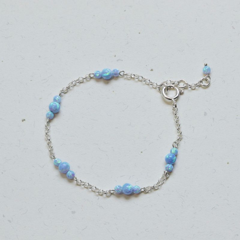 925 Silver Women's Opal Bracelet - Handmade October Birthstone Gift