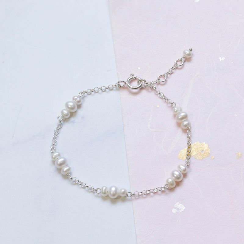 925 Silver Pearl Bracelet - June Birthstone Gift for Her