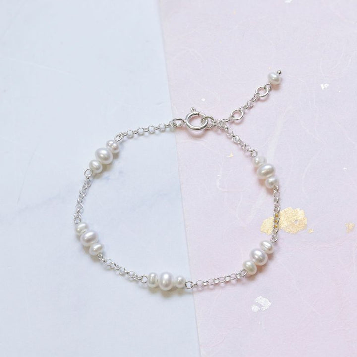 925 Silver Pearl Bracelet - June Birthstone Gift for Her