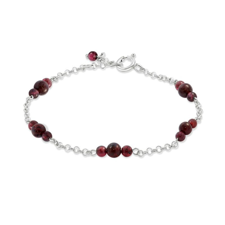 925 Silver Garnet Bracelet - January Birthstone Gift for Her