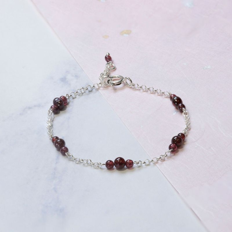 925 Silver Garnet Bracelet - January Birthstone Gift for Her