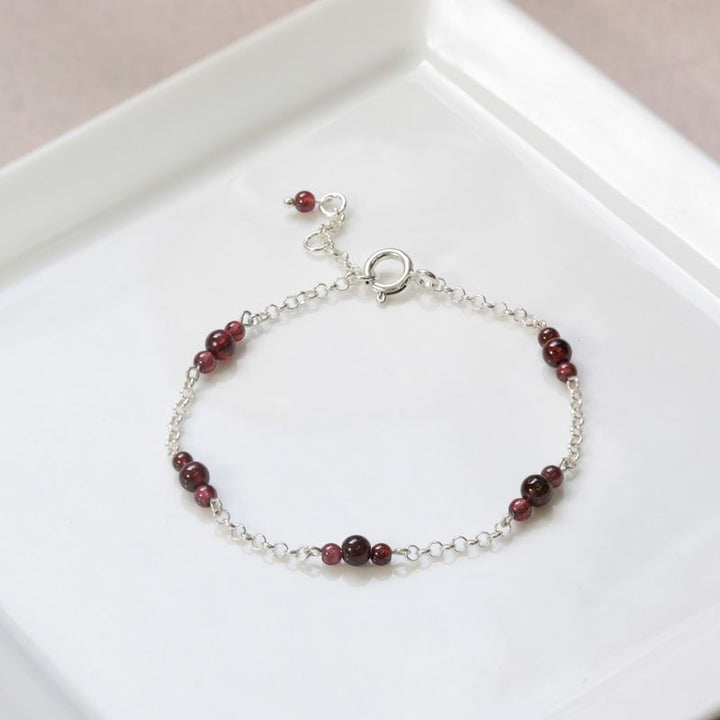925 Silver Garnet Bracelet - January Birthstone Gift for Her