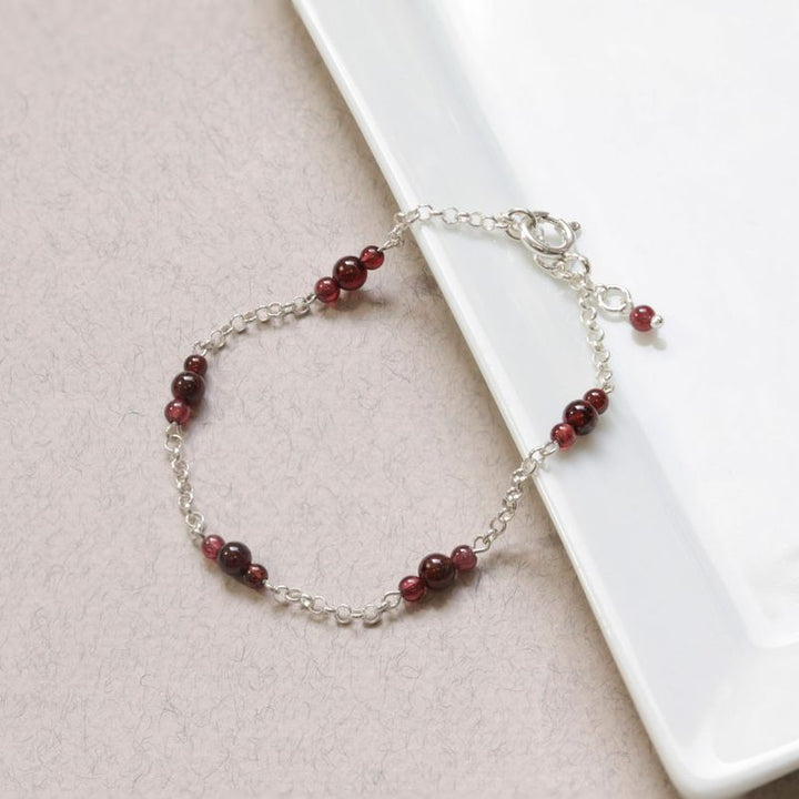 925 Silver Garnet Bracelet - January Birthstone Gift for Her