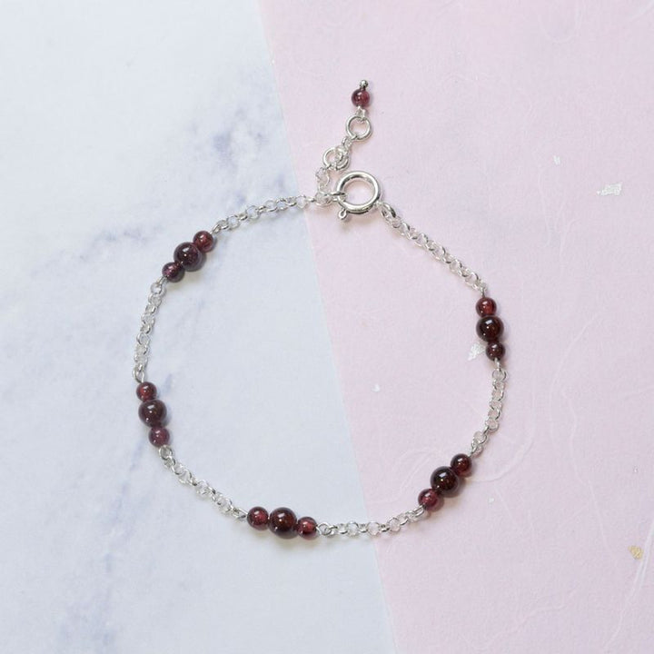 925 Silver Garnet Bracelet - January Birthstone Gift for Her