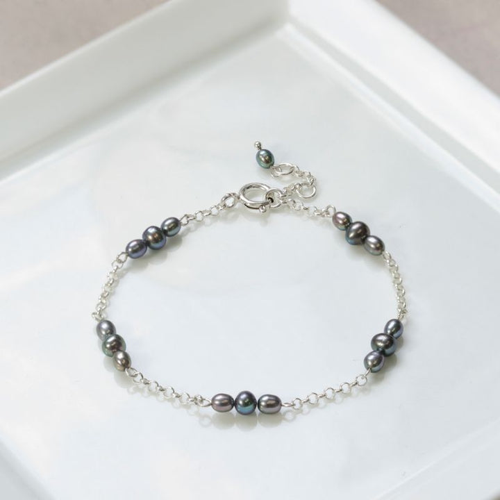 925 Silver Black Pearl Bracelet - June Birthstone Gift