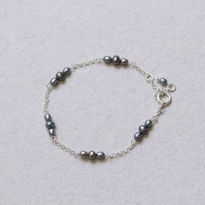 925 Silver Black Pearl Bracelet - June Birthstone Gift