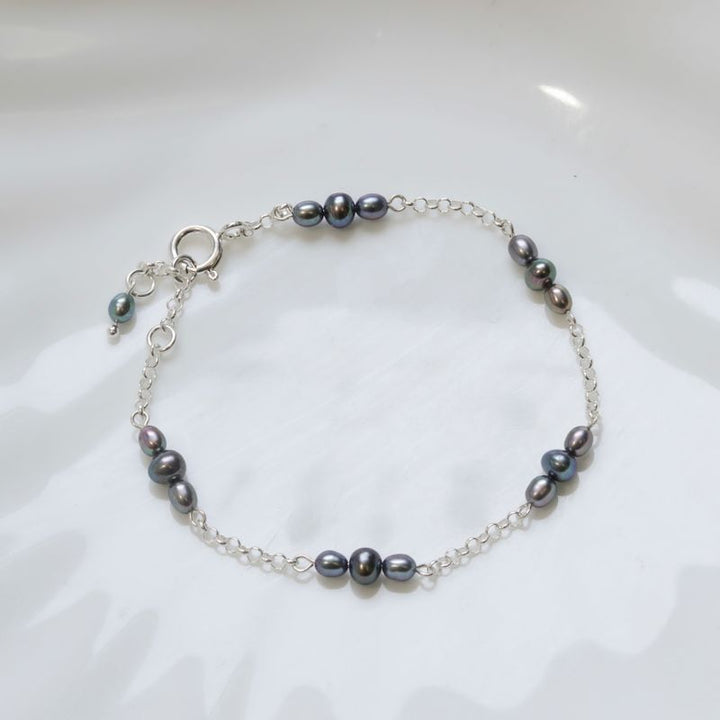 925 Silver Black Pearl Bracelet - June Birthstone Gift