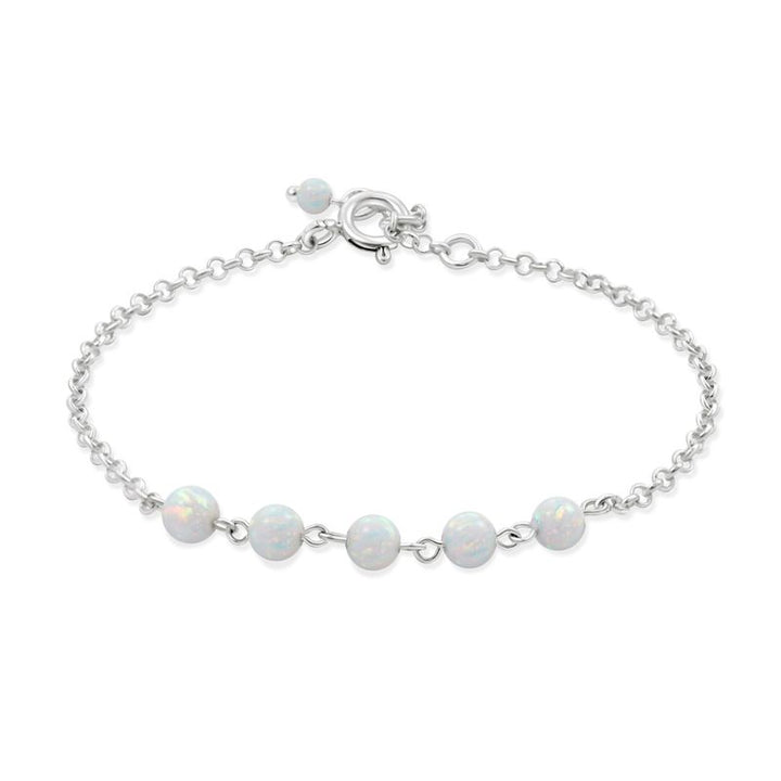 925 Silver Women's Opal Bracelet - October Birthstone Gift
