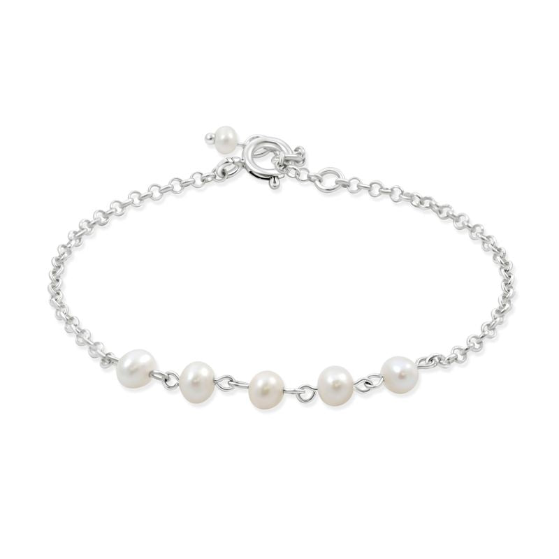 925 Silver Pearl Bracelet - June Birthstone Gift for Her