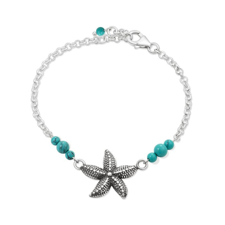 925 Silver Turquoise Star Bracelet - December Birthstone Gift