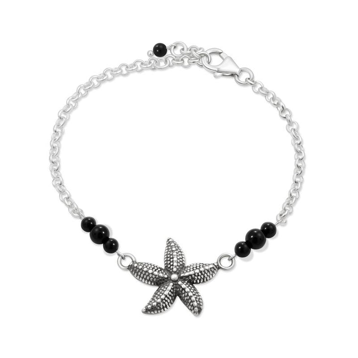 925 Silver Onyx Bracelet - July Birthstone, Handmade Gift