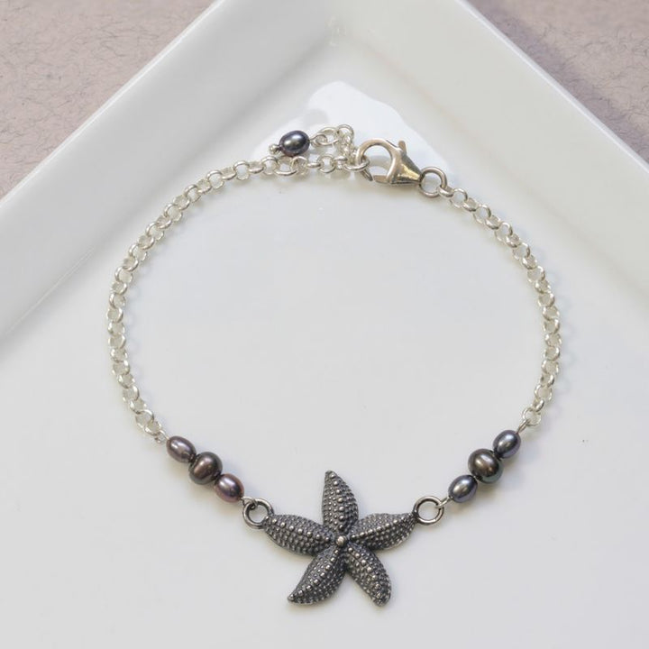 925 Silver Black Pearl Bracelet - June Birthstone Gift