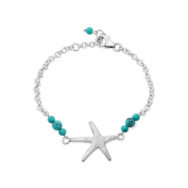 925 Silver Sea Star Turquoise Bracelet - December Birthstone Gift