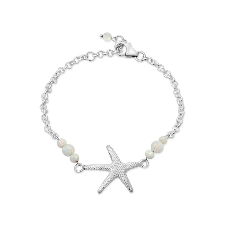 925 Silver Sea Star Opal Bracelet - October Birthstone Gift