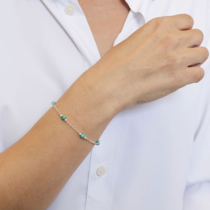 925 Silver Turquoise Bracelet - Handmade Women's December Birthstone Gift
