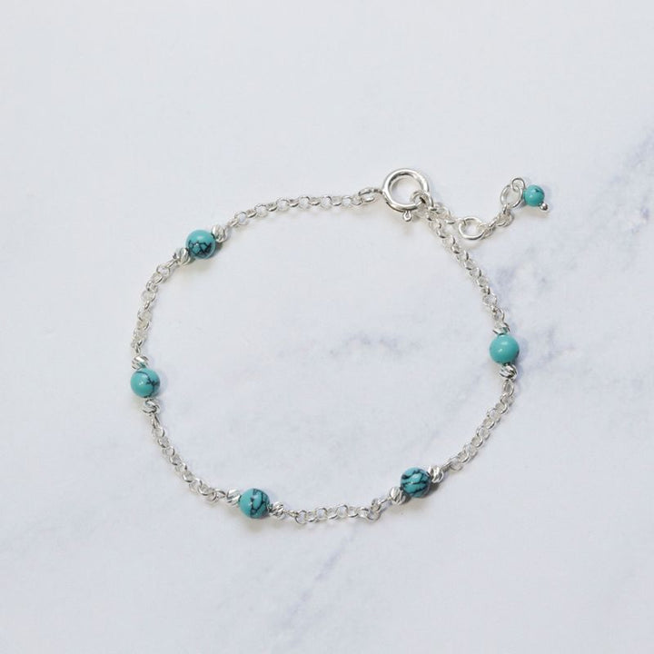 925 Silver Turquoise Bracelet - Handmade Women's December Birthstone Gift