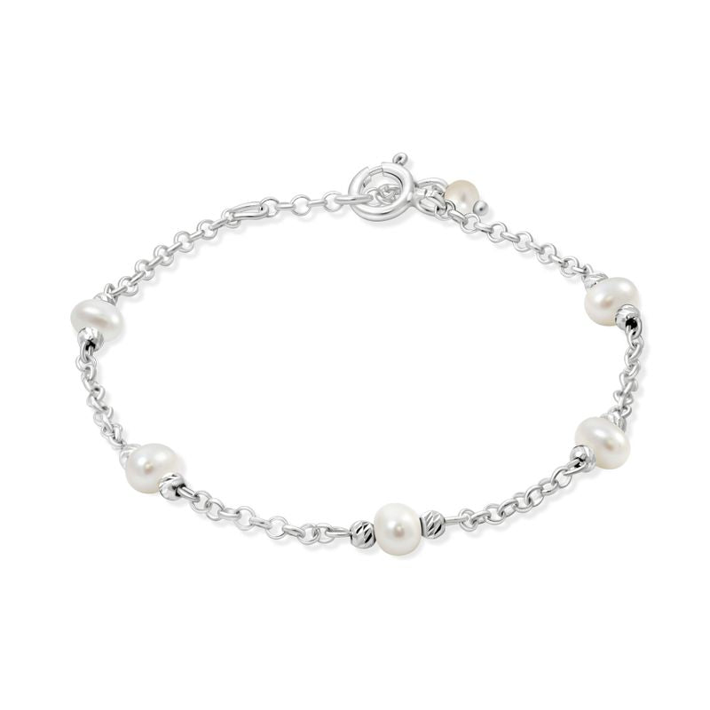 925 Silver Pearl Bracelet - June Birthstone Gift for Her