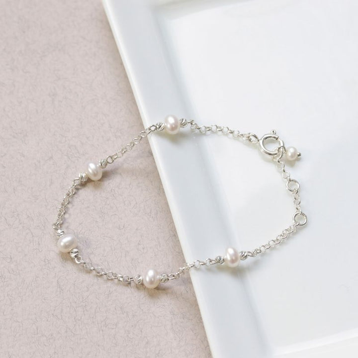 925 Silver Pearl Bracelet - June Birthstone Gift for Her