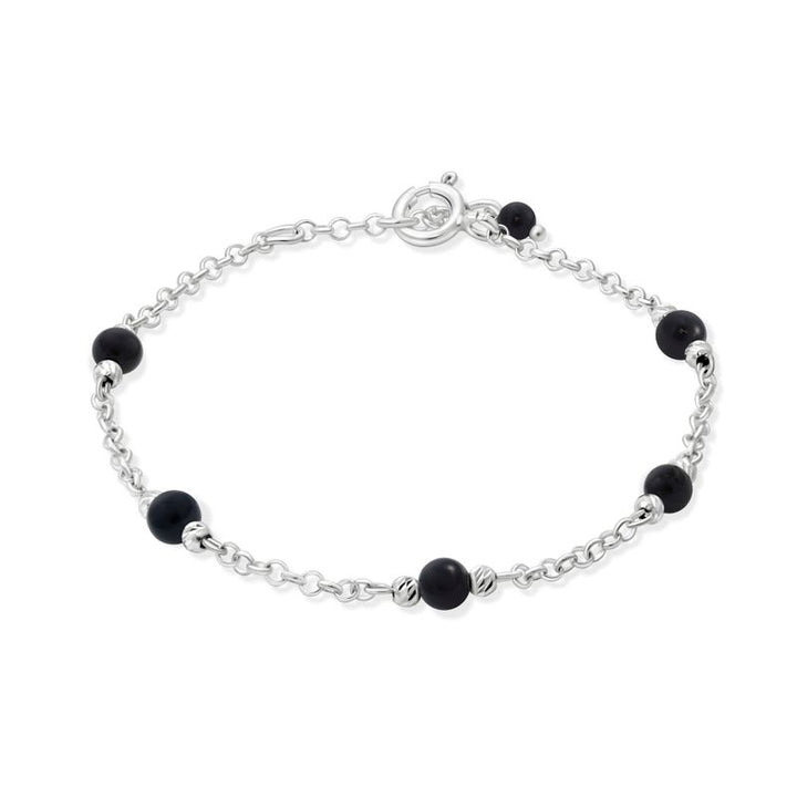 925 Silver Onyx Bracelet - July Birthstone Gift for Her