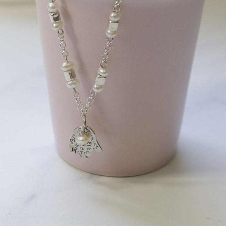 925 Silver Hamsa Pearl Bracelet - June Birthstone Gift