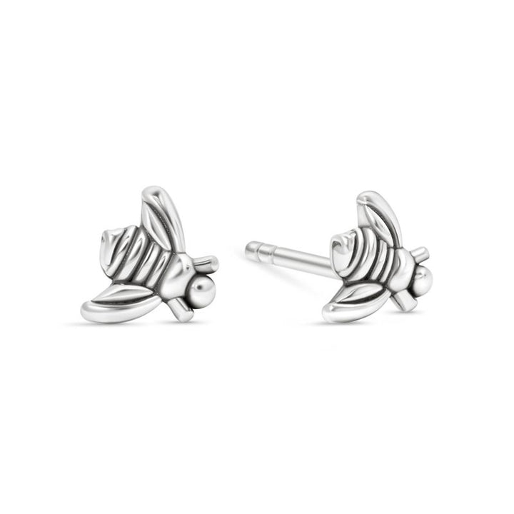 925 Silver Bee Studs with Gemstone - Chic Handmade Jewelry