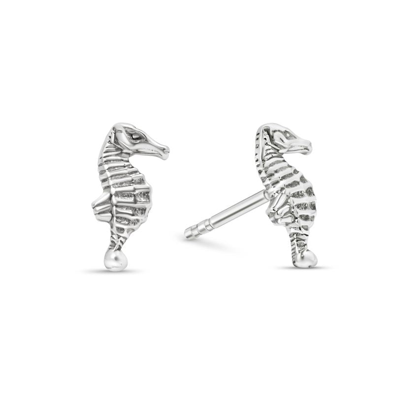 925 Silver Seahorse Studs with Gemstone - Chic Gift for Women