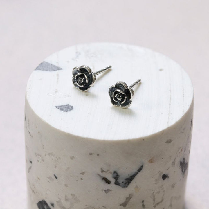 925 Silver Rose Studs with Gemstone - Chic Gift for Women