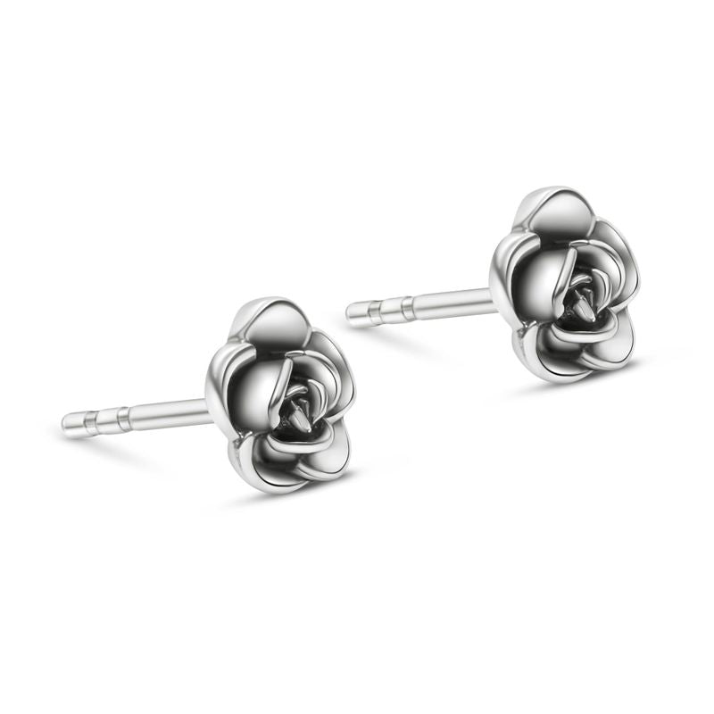925 Silver Rose Studs with Gemstone - Chic Gift for Women