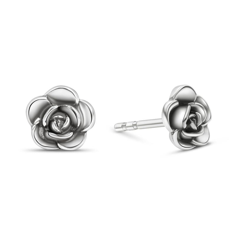 925 Silver Rose Studs with Gemstone - Chic Gift for Women