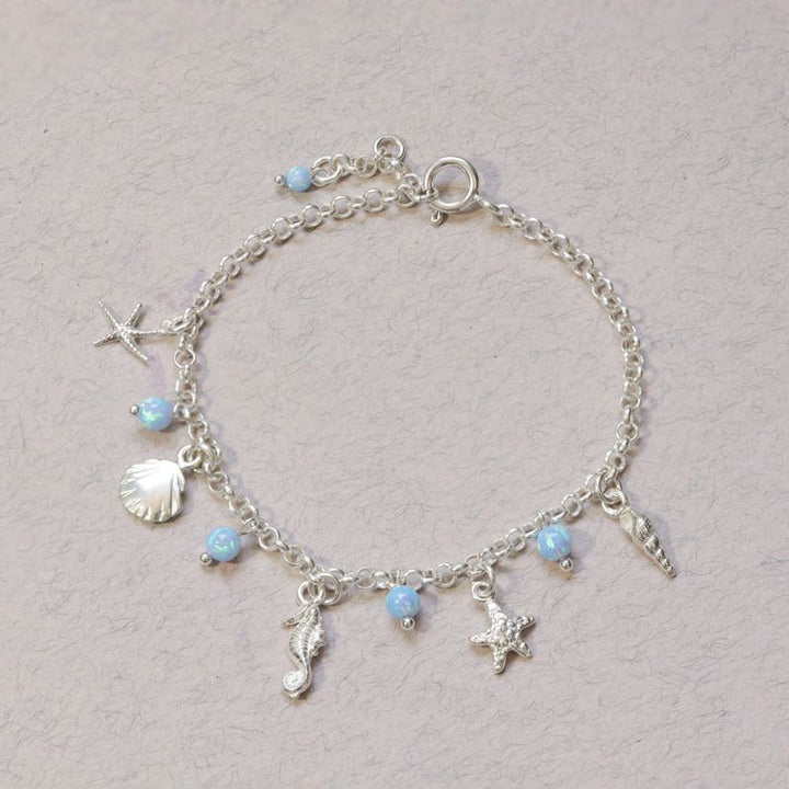 925 Silver Blue Opal Bracelet - Handmade Women's Gift