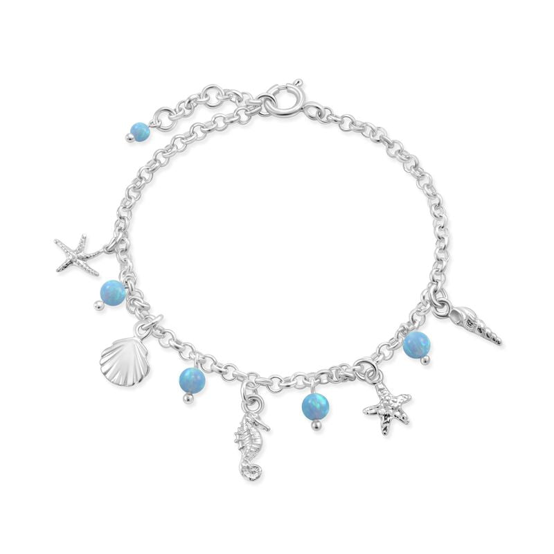 925 Silver Blue Opal Bracelet - Handmade Women's Gift