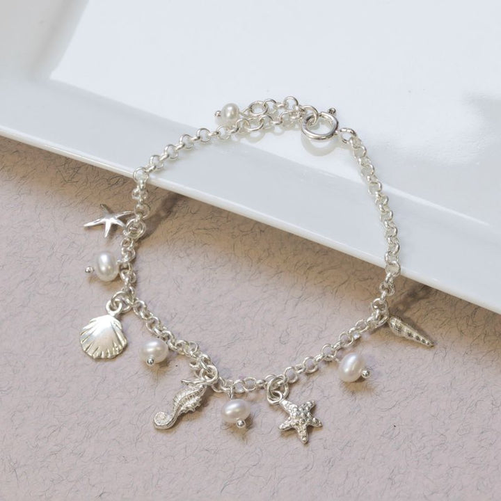 925 Silver Pearl Charm Bracelet - June Birthstone Gift