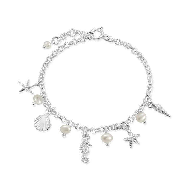 925 Silver Pearl Charm Bracelet - June Birthstone Gift