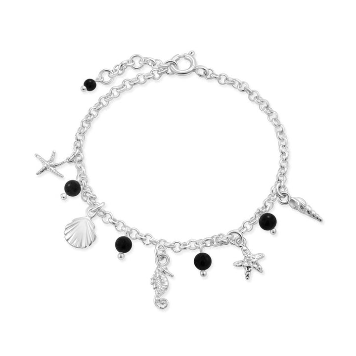 925 Silver Onyx Charm Bracelet - July Birthstone Gift