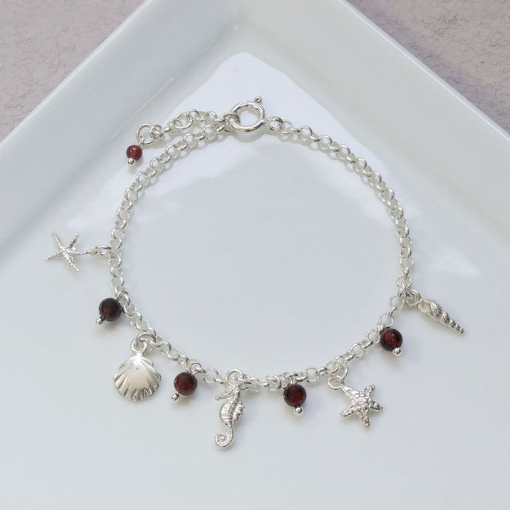 925 Silver Garnet Bracelet - January Birthstone Gift for Her