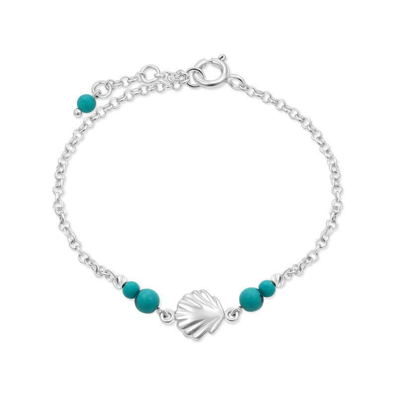 925 Silver Turquoise Bracelet with Oyster Charm - Women's Gift