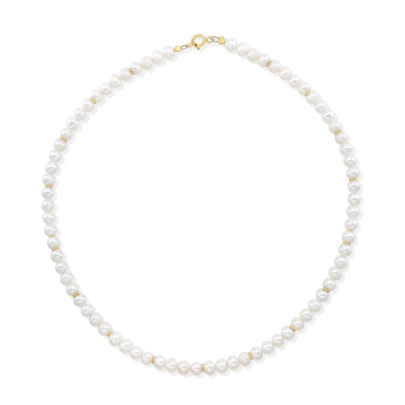 Gold Pearl Slice Loops Necklace