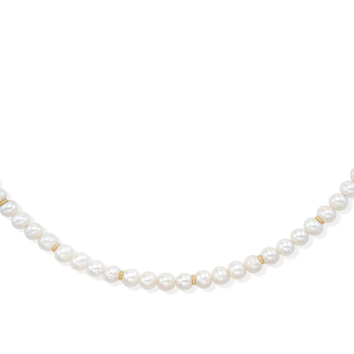 Gold Pearl Slice Loops Necklace