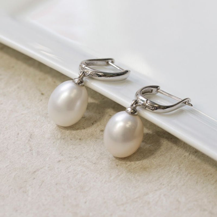 14K White Gold Earrings with Claudia and Pearl Pendant