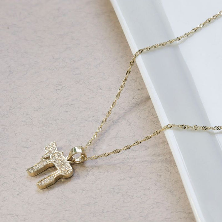 14K Gold Small Embellished Animal Pendant