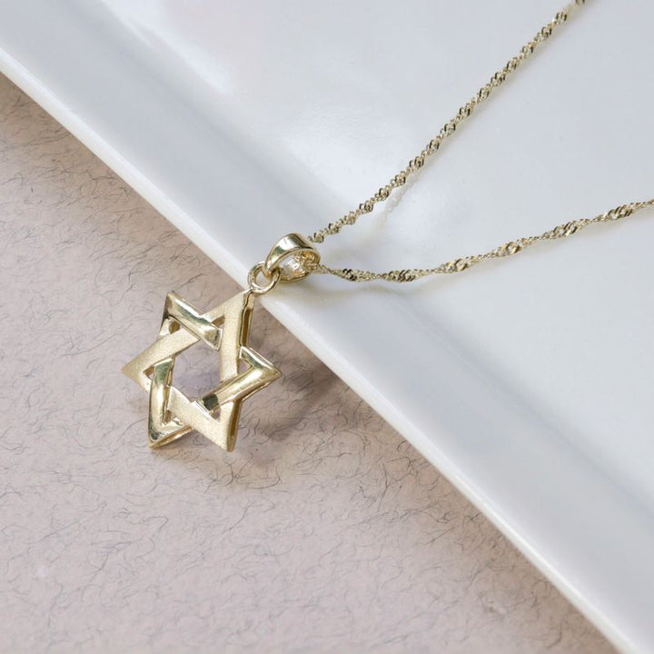 14K Gold Large Star of David Pendant